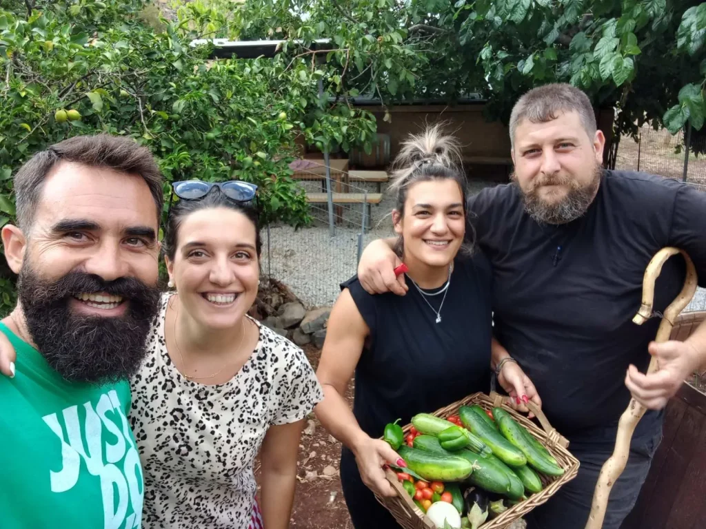 vegetable harvesting in Arevitis farm slow living