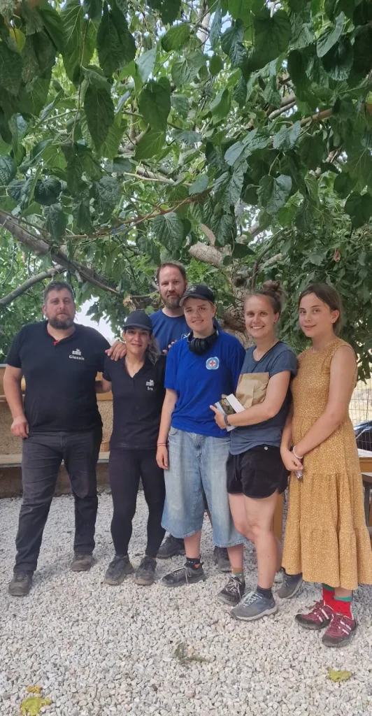 Enjoying the authentic farm experience at Arevitis Farm.