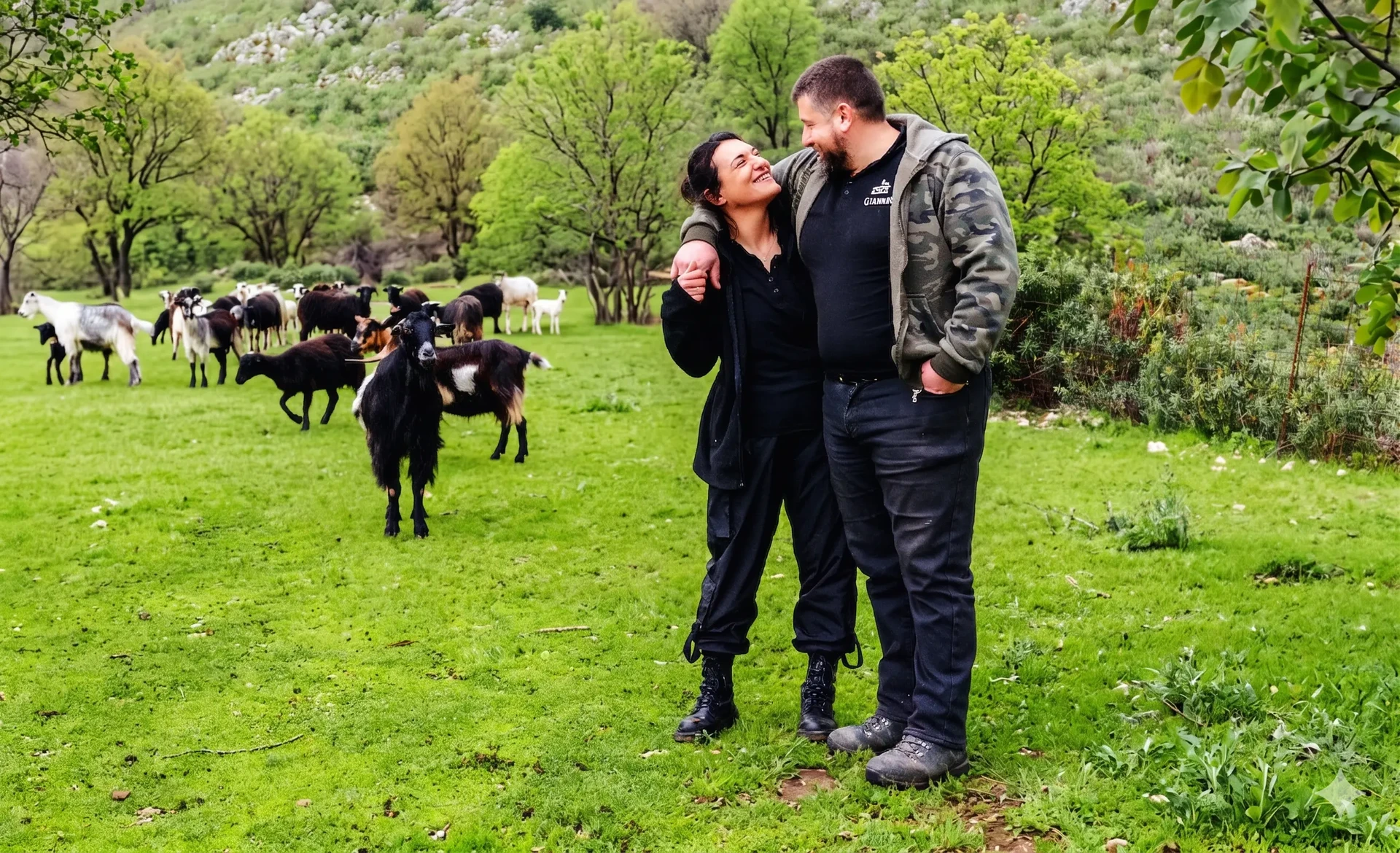 Iro and Giannis at Arevitis farm Chania crete